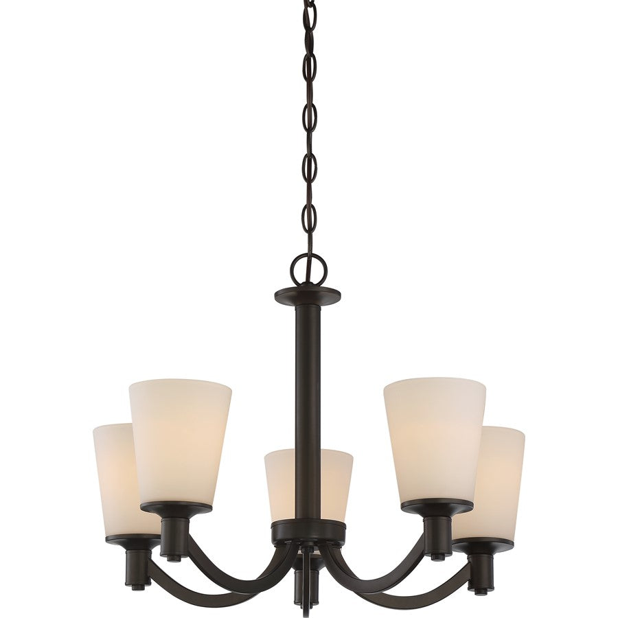 Nuvo Laguna 23in 5-Light Chandelier | Traditional Aged Bronze and White Glass | Dining Room & Living Room | 23 x 23 x 17 in | Model 60-5925