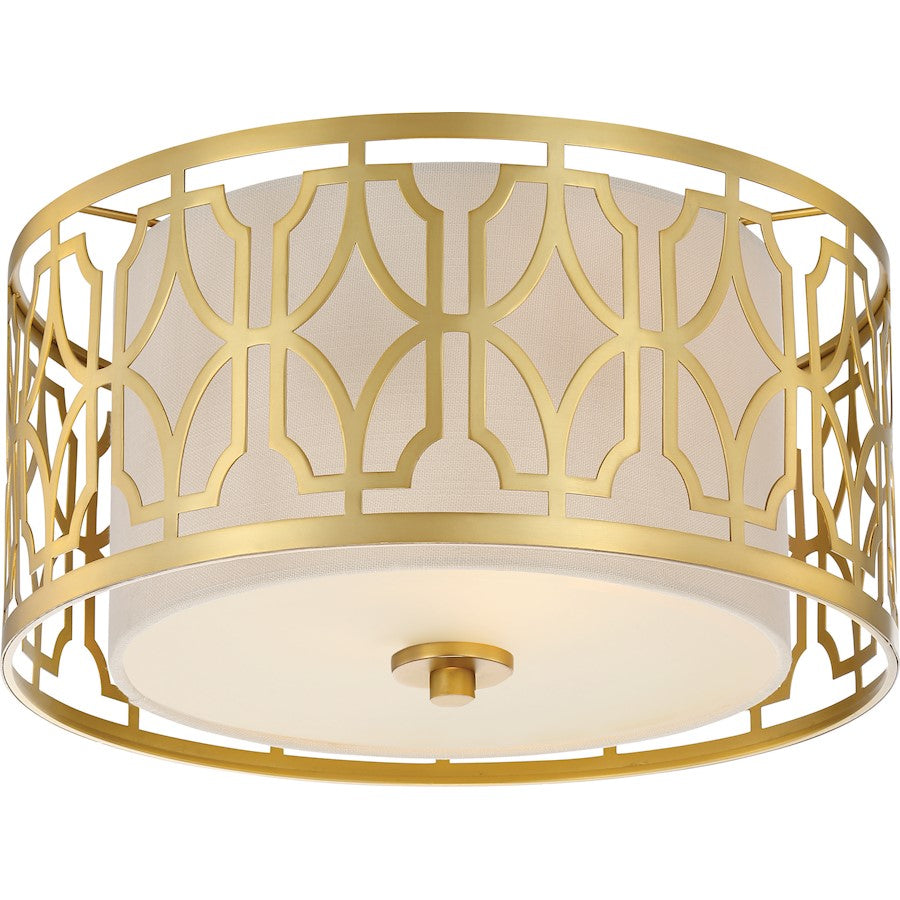 Nuvo Lighting Filigree 15in 2-Light Flush Mount | Traditional Natural Brass | Hallway & Bedroom Ceiling Light | 15 x 15 x 8 in, 120W | Model 60-5931