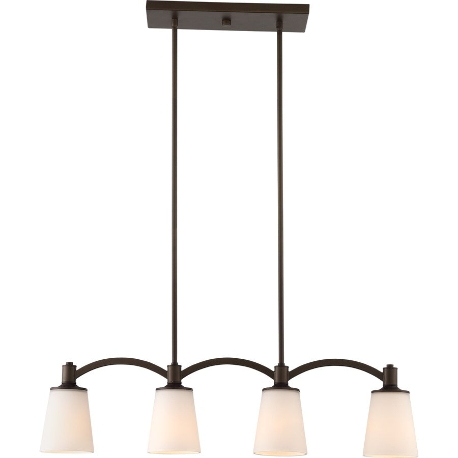 Nuvo Laguna 33in 4-Light Island Pendant | Traditional Aged Bronze and White Glass | Kitchen Island & Dining Room | 33 x 46.125 in | Model 60-5975