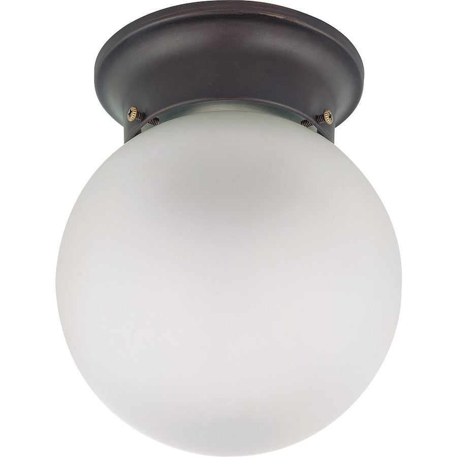 Nuvo Lighting 60-6012 6in 1-Light Flush Mount | Traditional Mahogany Bronze and Frosted White Glass | Hallway & Bathroom Ceiling Light | 6 | Model 60-6012