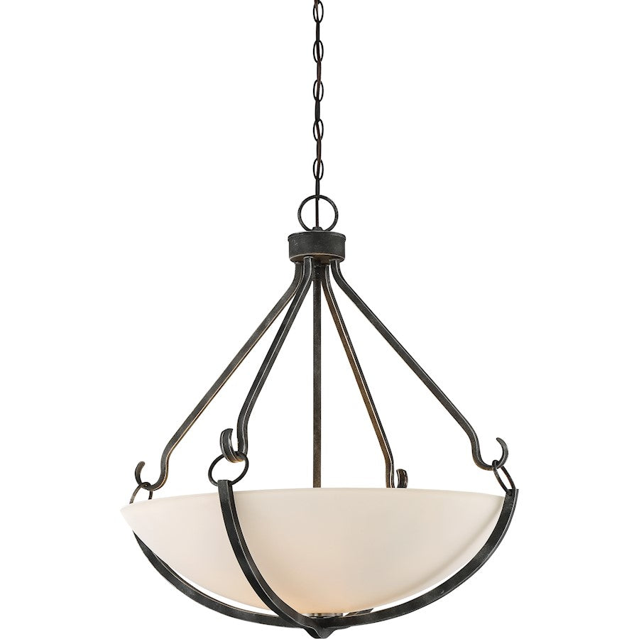 Nuvo Sherwood 4-Light Pendant | Industrial Iron Black and Brushed Nickel | Kitchen Island & Dining Room | 27in H | Model 60-6125