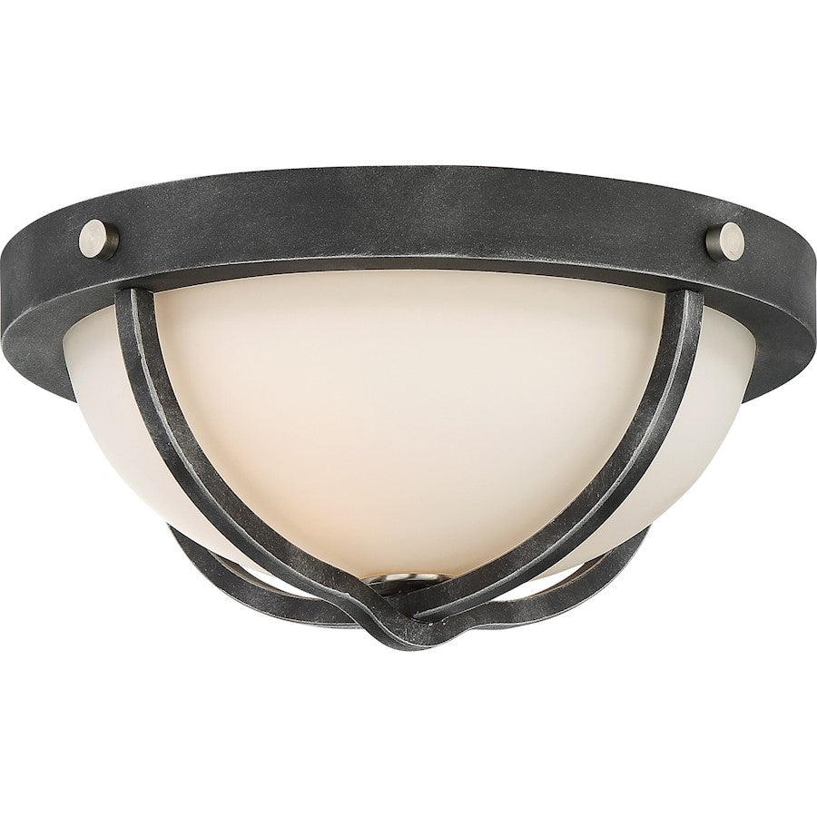 Nuvo Lighting Sherwood 2-Light Flush Mount | Industrial Iron Black and Brushed Nickel | Bedroom & Hallway Ceiling Light | 6.63 in H | Model 60-6126