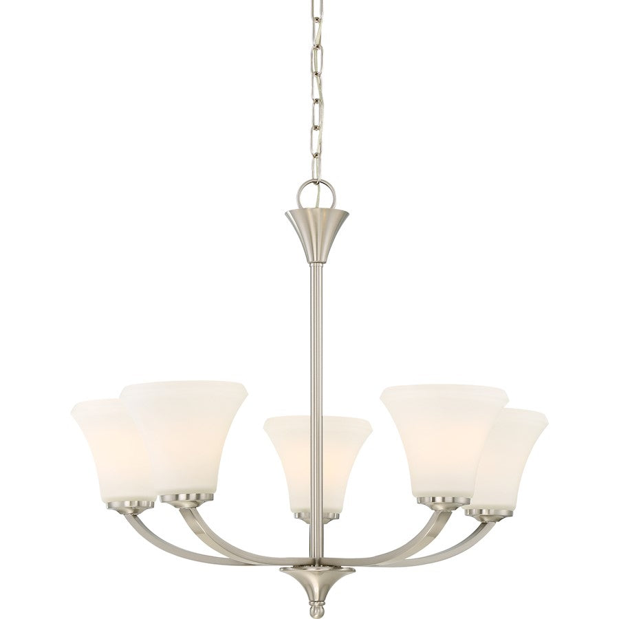 Nuvo Lighting Fawn 25in 5-Light Chandelier | Traditional Brushed Nickel | Dining Room & Living Room | 25 x 25 x 22 in | Model 60-6205