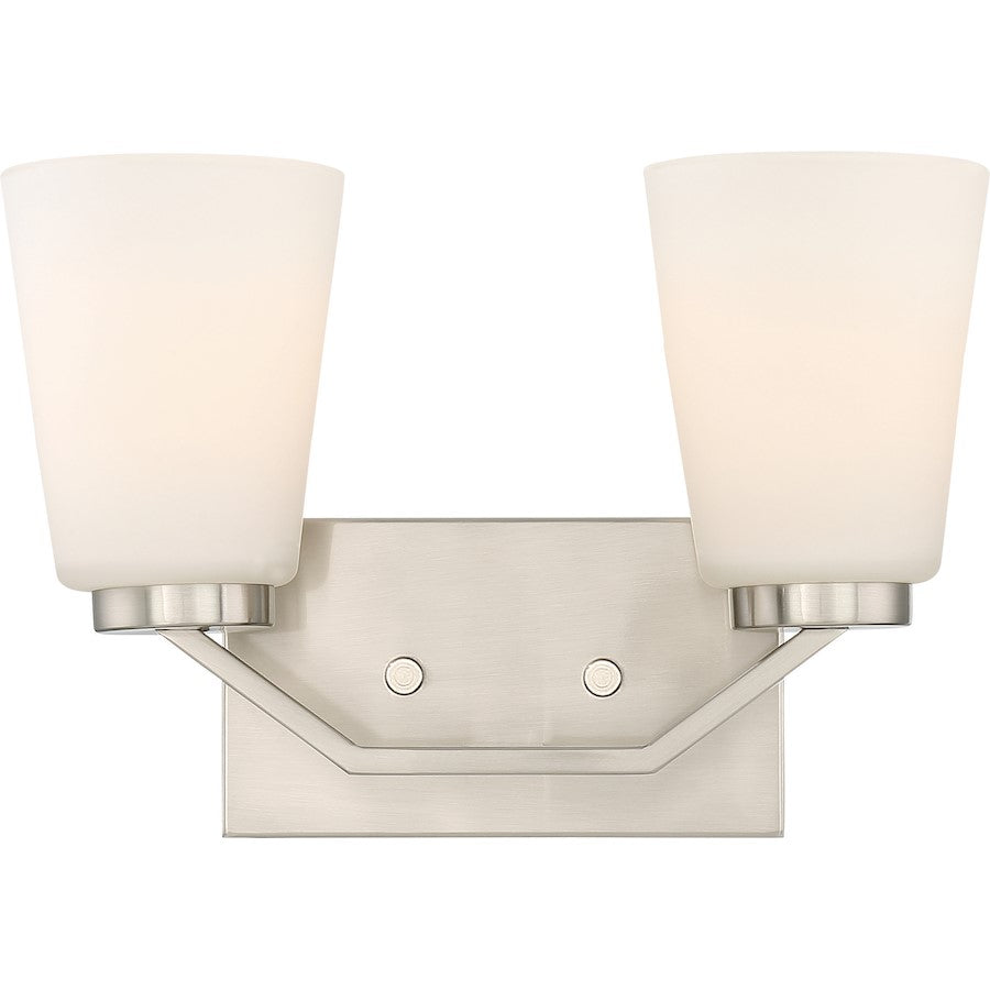Nuvo Lighting Nome 13.5in 2-Light Vanity Light | Transitional Brushed Nickel | Bathroom & Powder Room | 13.5 x 9.25 in | Model 60-6242