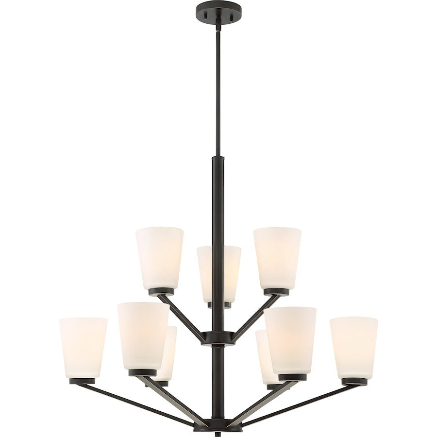 Nuvo Lighting Nome 28in 9-Light Chandelier | Transitional Mahogany Bronze | Dining Room & Living Room | 28.5 in H | Model 60-6349