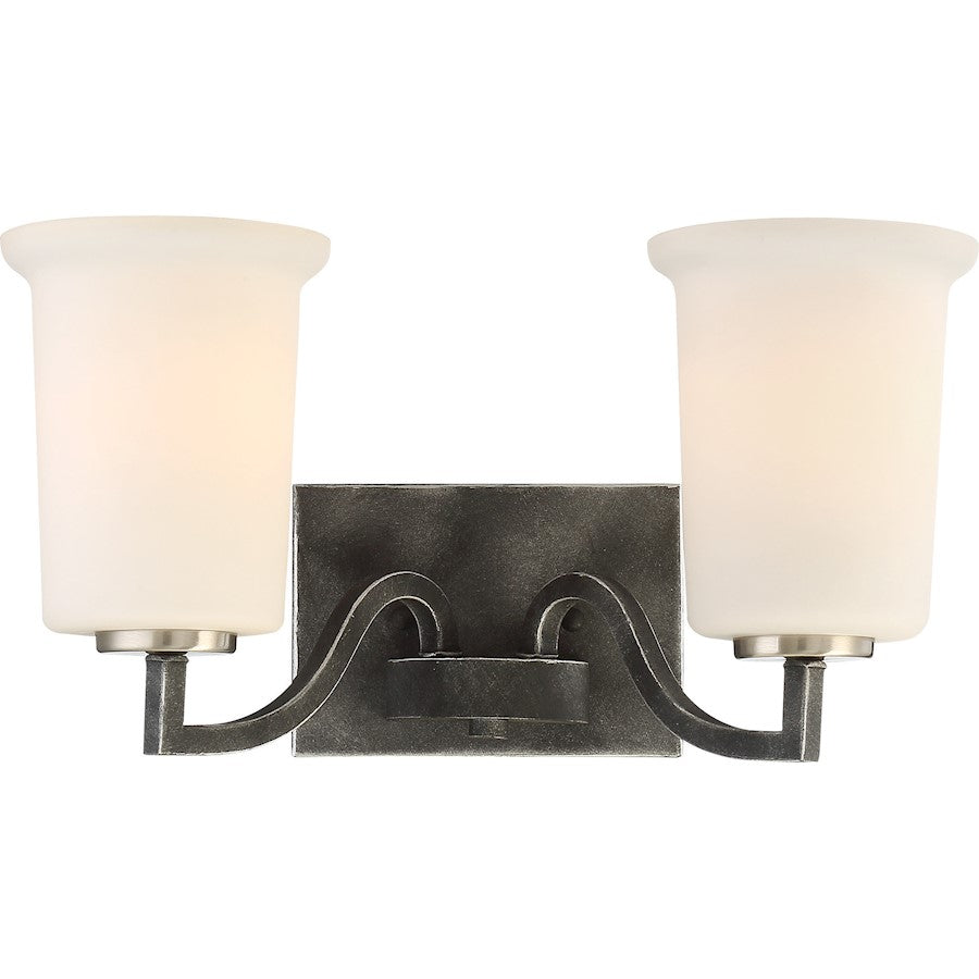 Nuvo Lighting Chester 14.63in 2-Light Vanity Light | Traditional Iron Black | Bathroom Vanity & Powder Room | 14.63 x 7.75 in | Model 60-6372