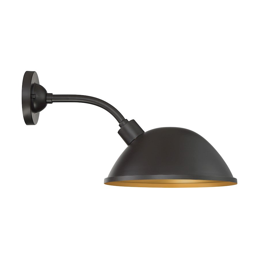 Nuvo Lighting South Street 12in 1-Light Wall Sconce | Farmhouse Dark Bronze and Gold Finish | Outdoor Covered Patio & Entryway | 12 x 11 in | Model 60-6905
