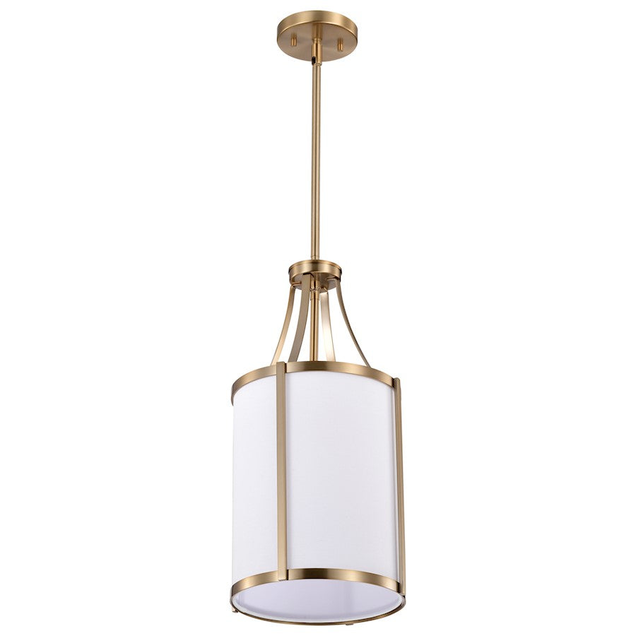 Nuvo Lighting Easton 9in 1-Light Pendant | Transitional Burnished Brass and White Linen Fabric | Kitchen Island & Dining Room | 9.75 x | Model 60-7961