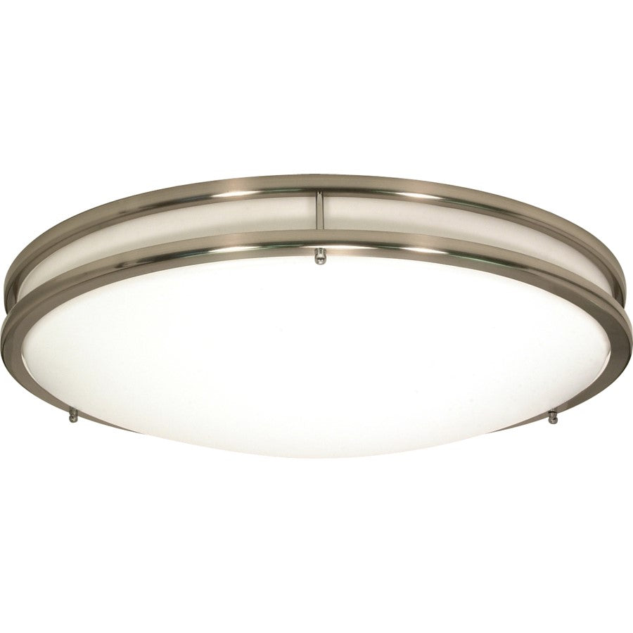 Nuvo Lighting Glamour 13in 3-Light Flush Mount | Transitional Brushed Nickel and White Plastic | Bathroom & Hallway Ceiling Light | 13 x | Model 60-900