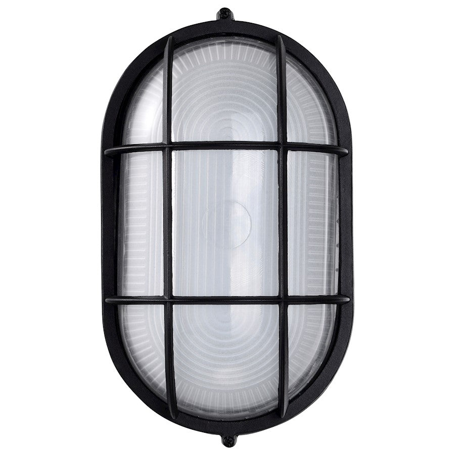 Nuvo Satco 62-1391 11in Oval Bulkhead Outdoor Wall Sconce | Traditional Black Die-Cast Aluminum and White Glass | Covered Patio & Entryway | Model 62-1391