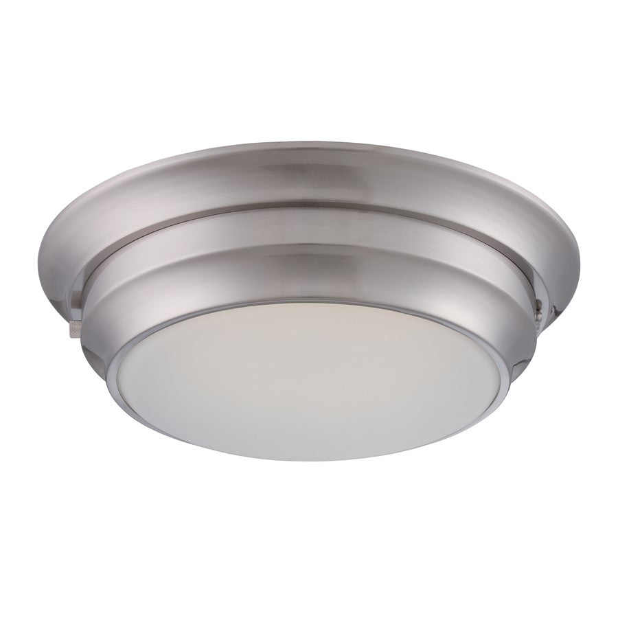 Nuvo Lighting Dash 14in 1-Light Flush Mount | Contemporary Polished Nickel and Frosted Glass | Hallway & Bathroom | 14 x 14 x 4 in | Model 62-156