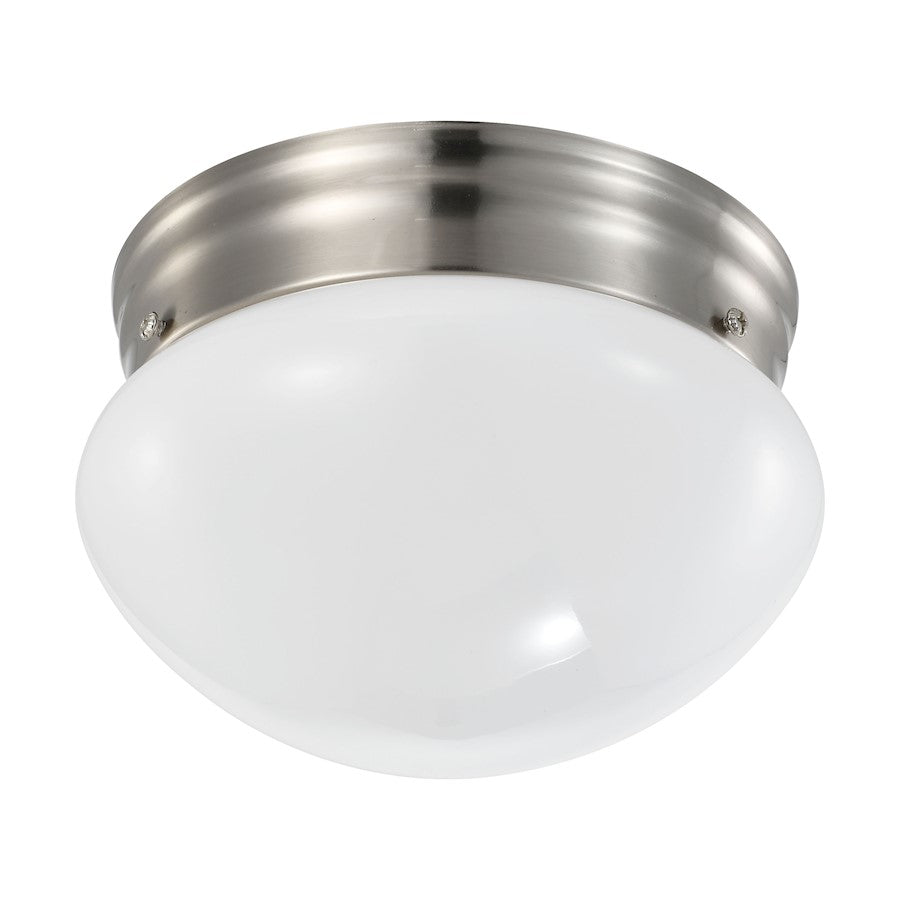 Nuvo Lighting 7in 1-Light LED Flush Mount | Traditional Brushed Nickel and Frosted Glass | Hallway & Laundry Room | 7.25 x 7.25 x 4.75 in | Model 62-1564