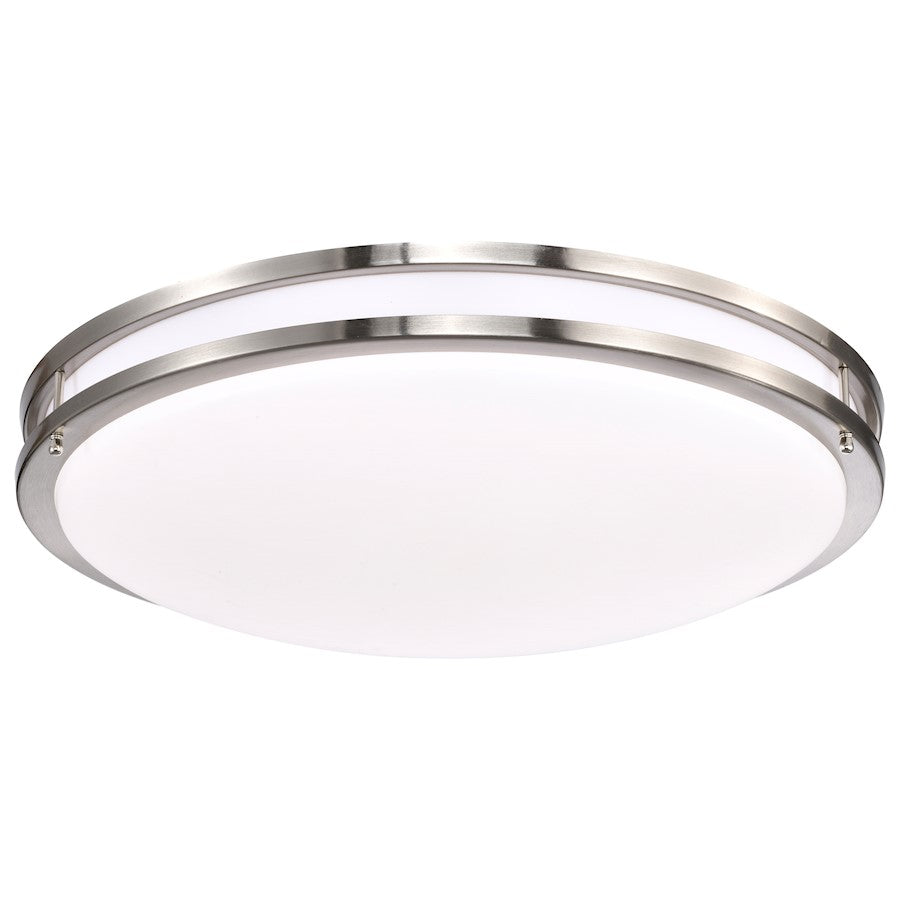 Nuvo Lighting Glamour 24in LED Flush Mount | Transitional Brushed Nickel and Acrylic | Hallway & Bathroom Ceiling Light | Dimmable | Model 62-1638