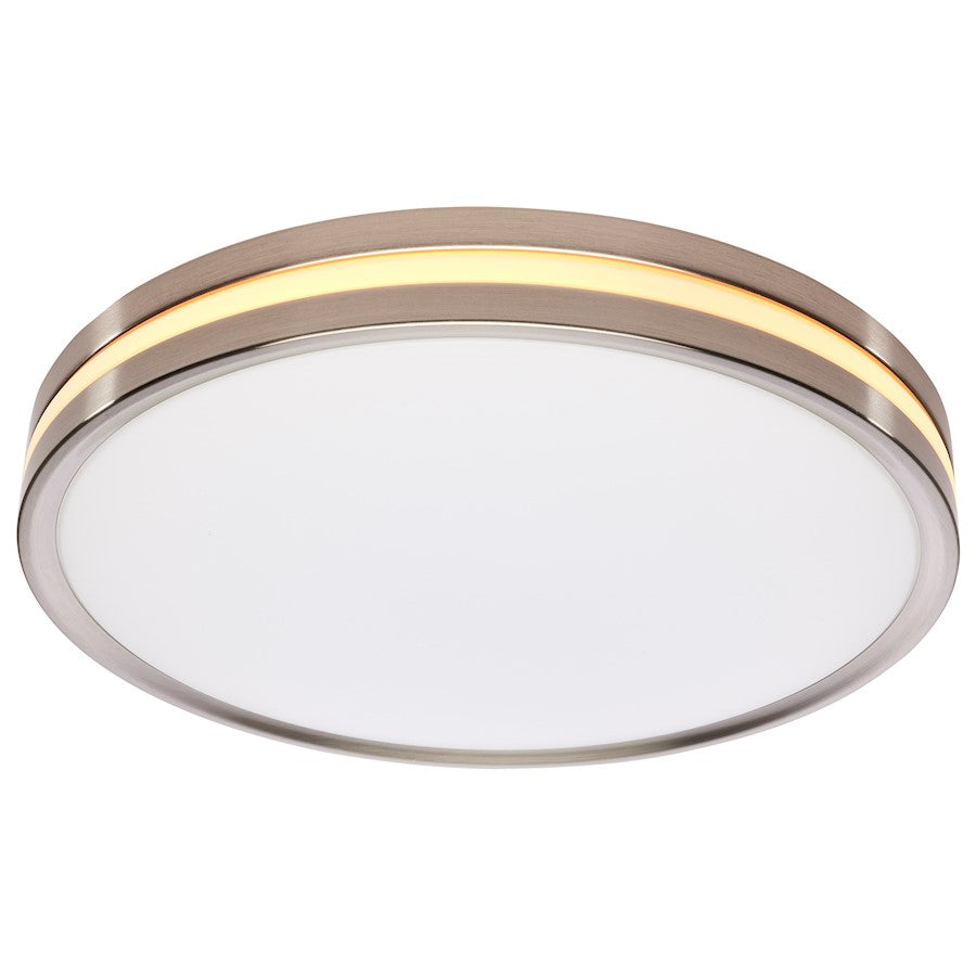 Nuvo Lighting 15in Flush Mount with Night Light | Contemporary Brushed Nickel and PMMA Lens | Hallway & Bathroom | 14 x 14 x 2 in | Model 62-1692