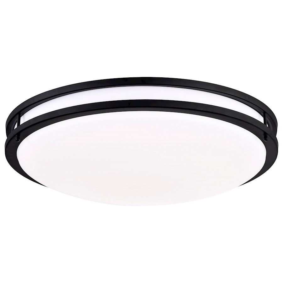 Nuvo Lighting Glamour 24in LED Flush Mount | Transitional Matte Black Acrylic | Hallway, Bathroom & Office | 24 x 24 x 4 in, 39W | Model 62-1738