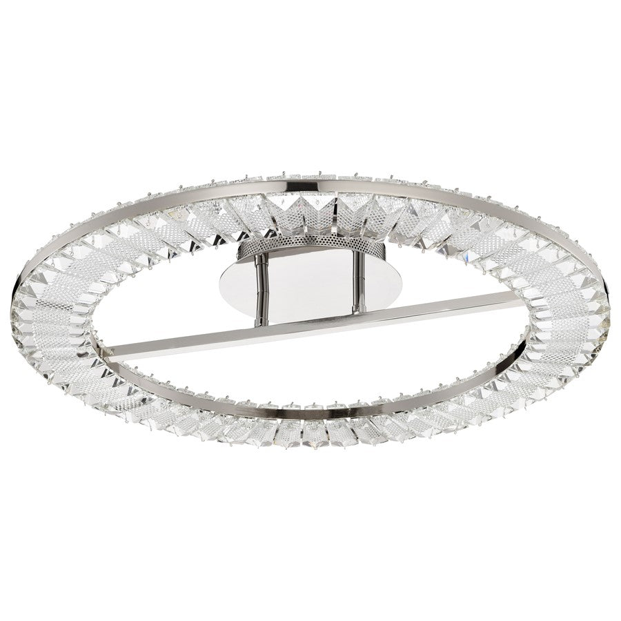 Nuvo Lighting Nova 23in LED Round Flush Mount | Contemporary Polished Nickel and K9 Crystal | Bedroom & Hallway Ceiling Light | 2720 | Model 62-2444