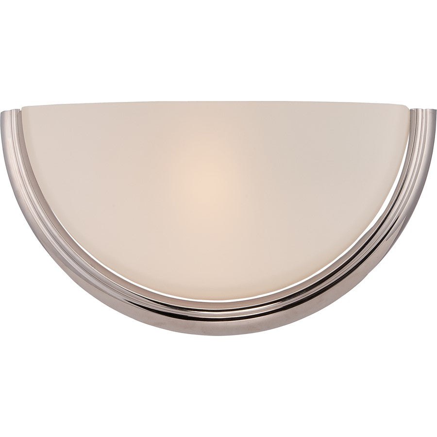 Nuvo Dylan 13in 1-Light Wall Sconce | Transitional Polished Nickel and Etched Opal Glass | Hallway & Bathroom | 13 x 6.38 x 4 in | Model 62-401