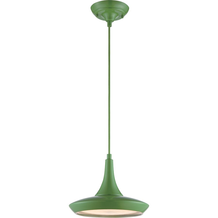 Nuvo Lighting Fantom 10.5in 1-Light LED Pendant | Transitional Green and Frosted Glass | Kitchen Island & Dining Room | 10.5 x 10.5 x 46.62 | Model 62-445