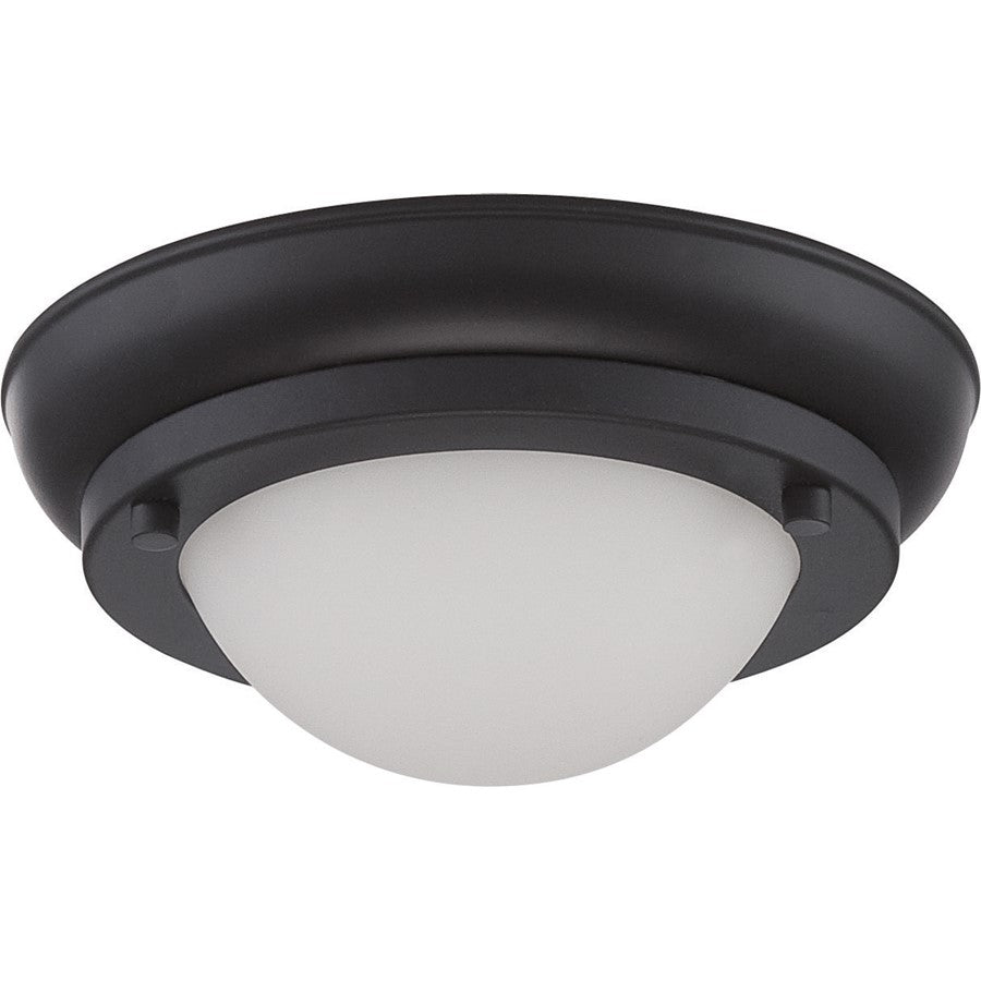 Nuvo Poke 6.5in 1-Light LED Flush Mount | Transitional Aged Bronze and Satin White Glass | Bedroom & Hallway | 6.5 x 2.75 in | Model 62-512