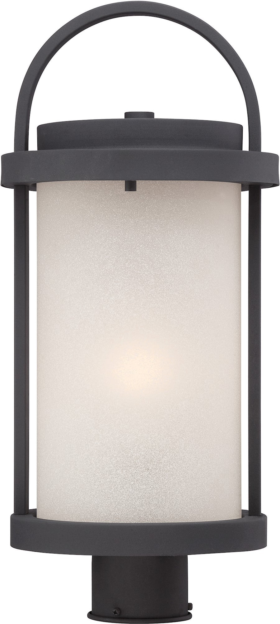 Nuvo Willis 19.88in 1-Light Outdoor Post Light | Transitional Textured Black and Antique White Glass | Entryway & Garden Path | 9 x 19.88 in | Model 62-654