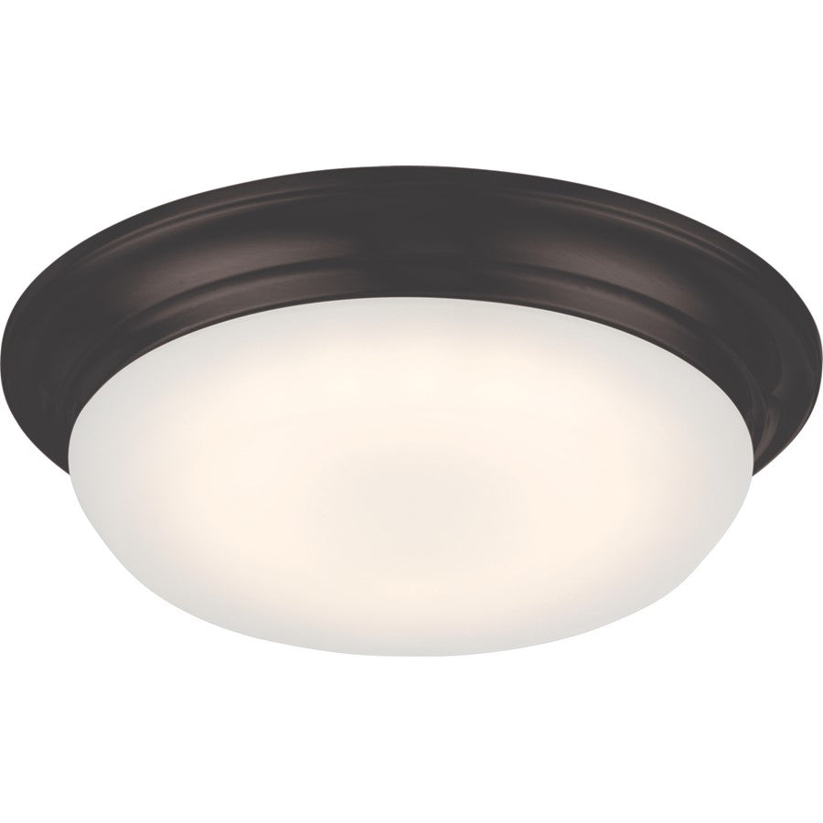 Nuvo Lighting Libby 11in 1-Light LED Flush Mount | Transitional Aged Bronze and Frosted Glass | Hallway & Bathroom | 11 x 3 in, 1150 Lumens | Model 62-702