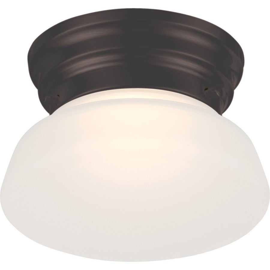 Nuvo Lighting Bogie 6in 1-Light Flush Mount | Transitional Aged Bronze and Frosted Glass | Hallway & Bathroom | 6 x 6 x 4.25 in | Model 62-714