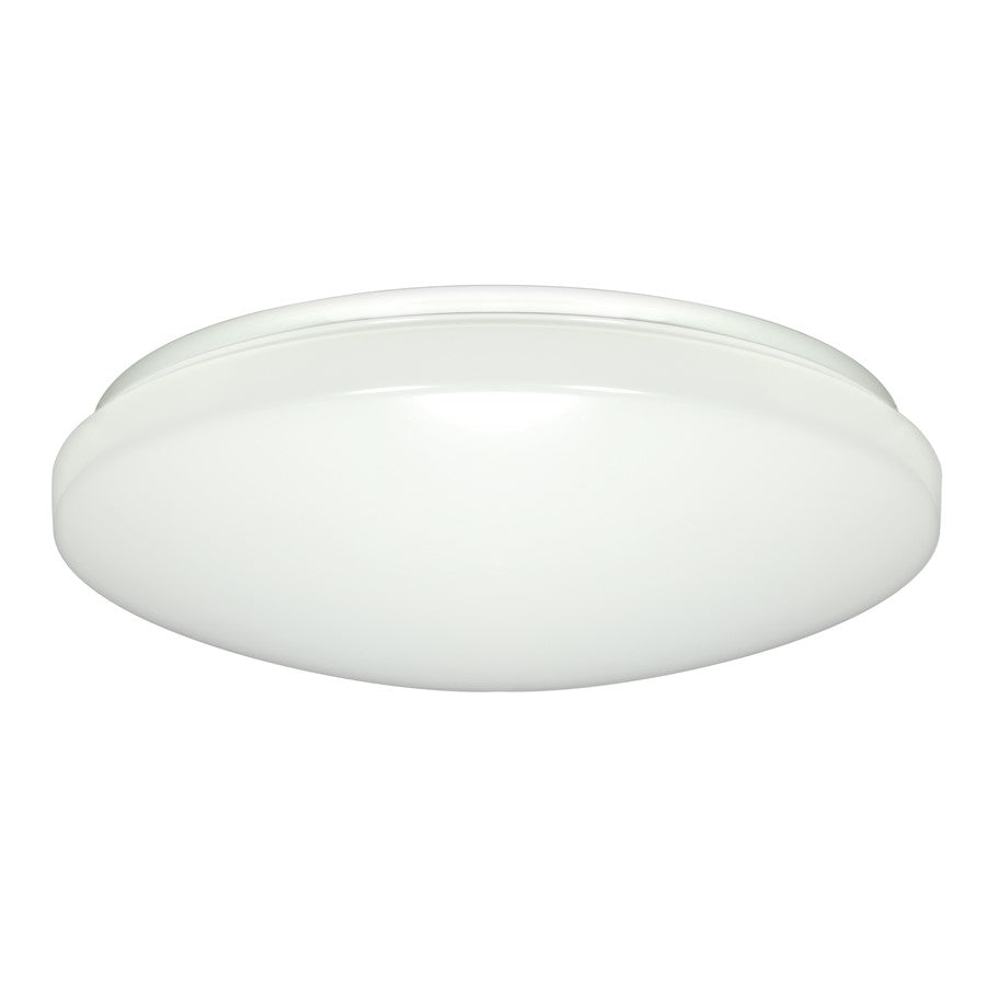 Nuvo Lighting 62-798 14in 1-Light Flush Mount | Utility White Acrylic | Hallway & Bathroom Ceiling Light | 14 x 14 x 3.5 in, 1200 Lumens | Model 62-798