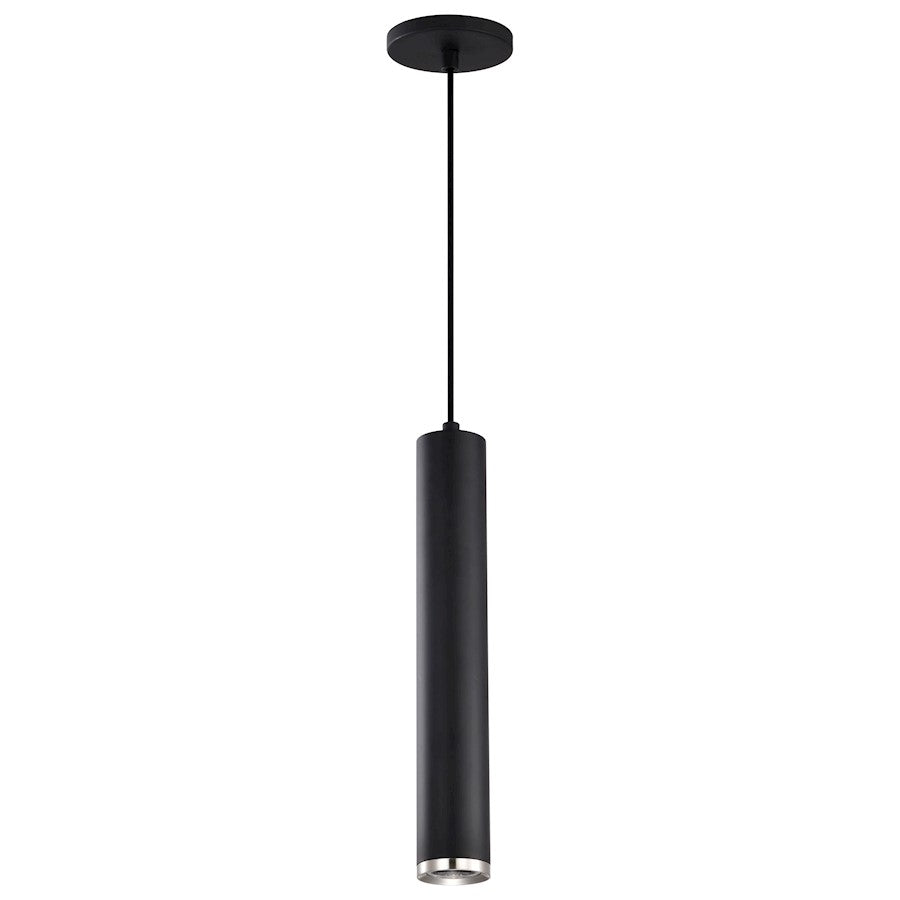 Nuvo Century 16in 1-Light LED Pendant | Contemporary Matte Black and Brushed Nickel Aluminum | Kitchen Island & Dining Room | 2 x 2 x 16 | Model 62-819