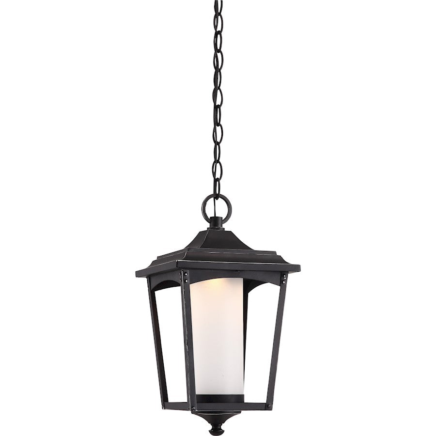 Nuvo Lighting Essex 8in 1-Light Outdoor Hanging Lantern | Industrial Sterling Black and 3000K LED | Kitchen Island & Covered Patio | 8 x 8 | Model 62-824
