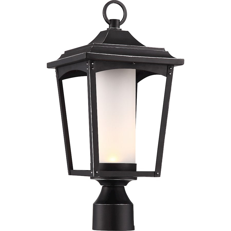 Nuvo Lighting Essex 18in 1-Light Outdoor Post Light | Modern Sterling Black Finish | Entryway & Garden Pathway | 8 x 8 x 18 in | Model 62-825