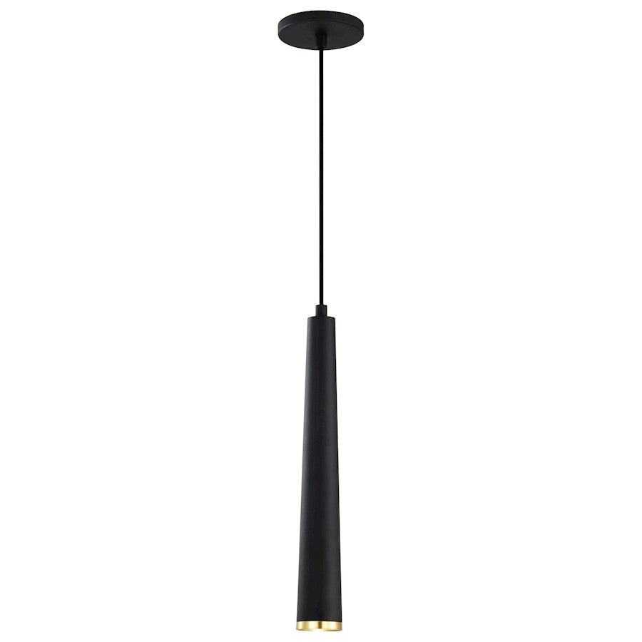Nuvo Lighting Melrose 16in 1-Light LED Pendant | Contemporary Matte Black and Brushed Brass Aluminum with Clear Acrylic Lens | Kitchen | Model 62-828