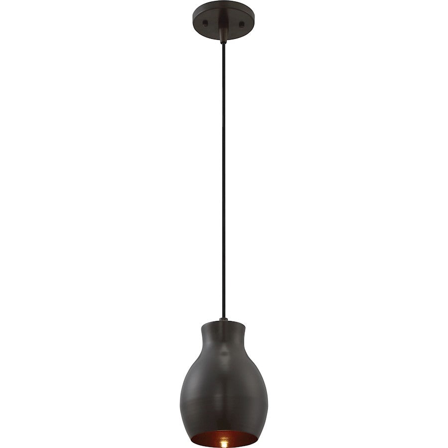 Nuvo Lighting Vessel 1-Light LED Mini Pendant | Bronze with Copper Accents Glass | Kitchen Island & Dining Room | 8.5 in H | Model 62-838