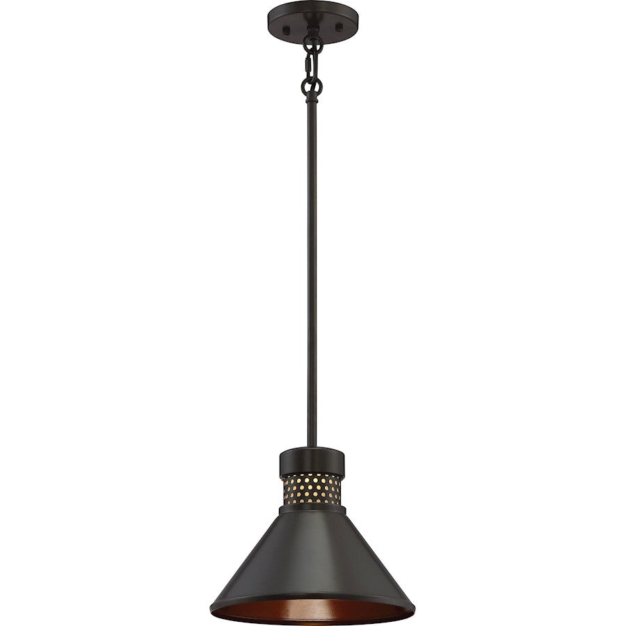 Nuvo Lighting Doral 8in 1-Light LED Pendant | Industrial Dark Bronze and Copper Accent | Kitchen Island & Dining Room | 950 Lumens 3000K | Model 62-856