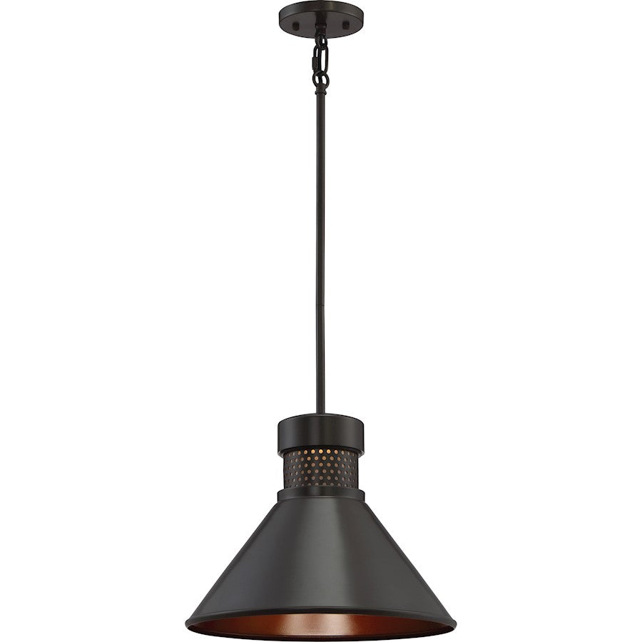 Nuvo Lighting Doral 11in 1-Light LED Pendant | Industrial Dark Bronze and Copper Accent | Kitchen Island & Dining Room | 1190 Lumens 3000K | Model 62-857