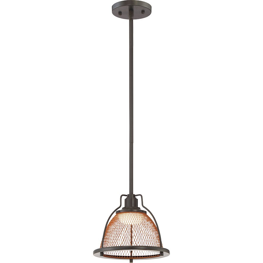 Nuvo Lighting Tex 1-Light Small LED Pendant | Industrial Dark Bronze and Copper Mesh | Kitchen Island & Dining Room | 950 Lumens 3000K | Model 62-886