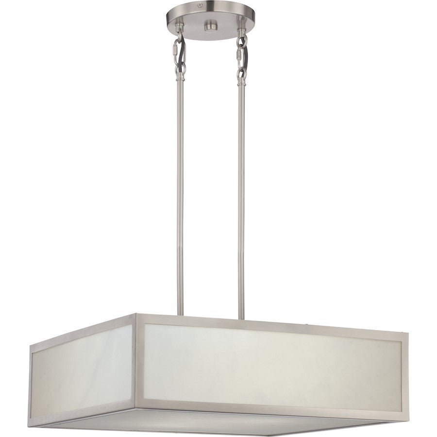 Nuvo Lighting Crate 20in 2-Light LED Pendant | Industrial Brushed Nickel Steel and White Acrylic Shade | Kitchen Island & Dining Room | 20 | Model 62-893