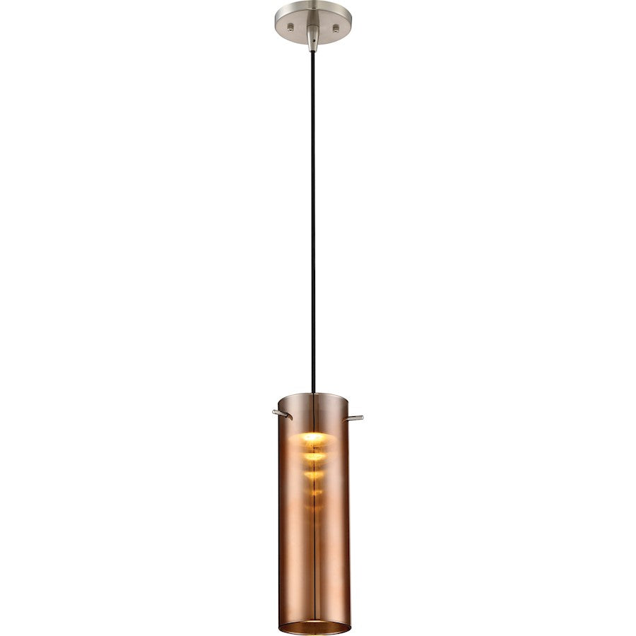 Nuvo Lighting Pulse 1-Light LED Mini Pendant | Modern Brushed Nickel | Kitchen Island & Dining Room | 10in H, 950 Lumens, 3000K, Dimmable | Model 62-955