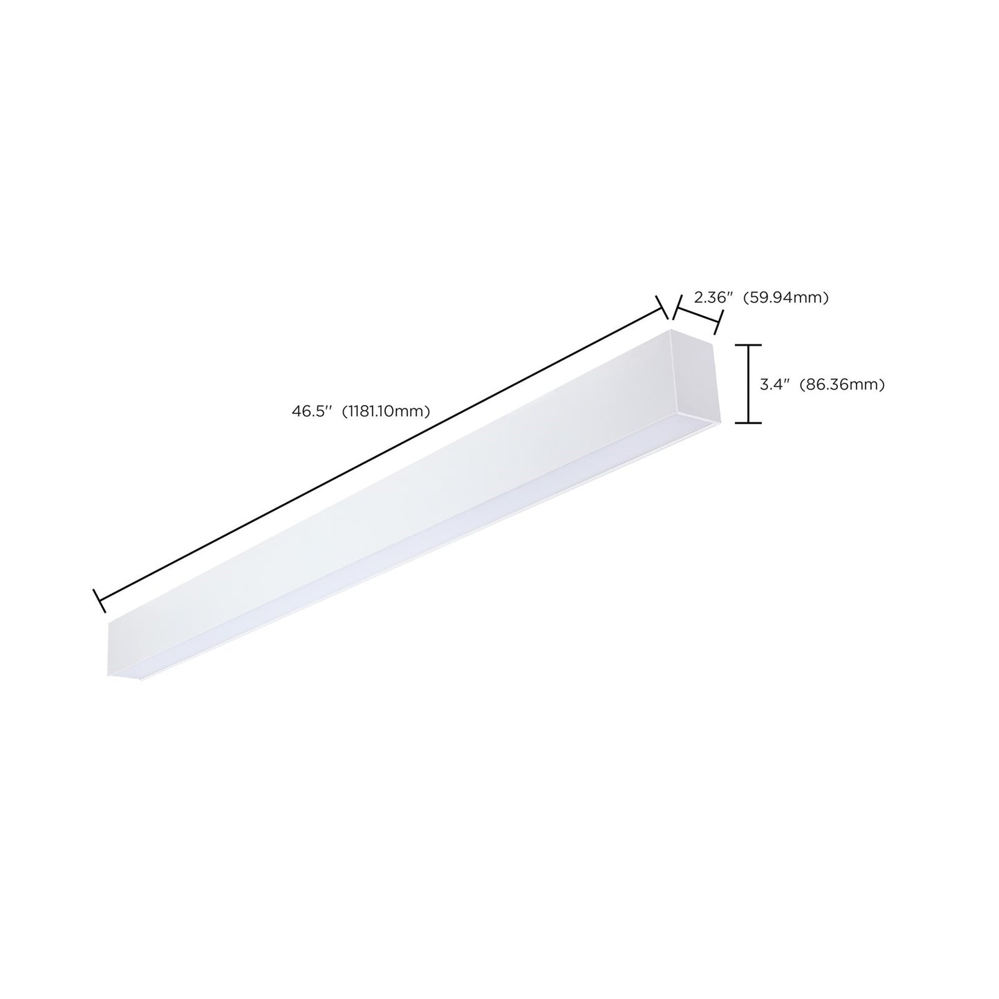Nuvo Lighting Momentum 4ft LED Linear Strip | Utility White Aluminum | Commercial & Office Lighting | 46.5 x 2.36 x 3.4 in | Model 65-1181