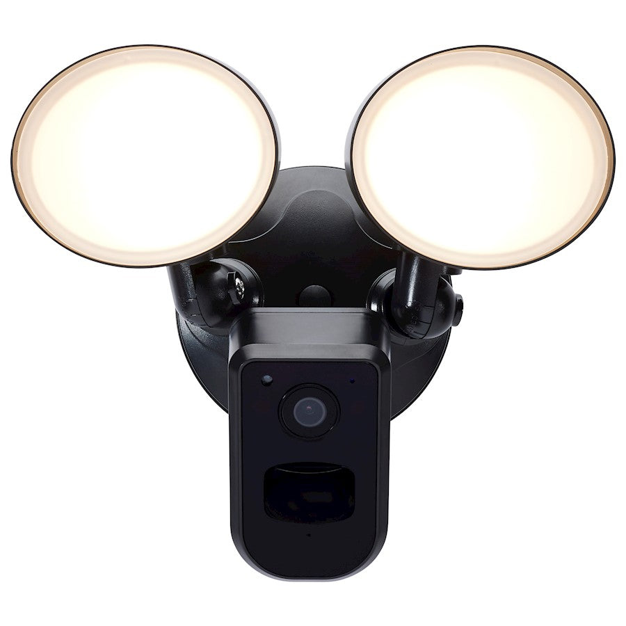 Nuvo Lighting 65-931 20W Smart Security Flood Light with Camera | Black Adjustable Bullet Heads | Outdoor & Driveway Motion Light | 1600 | Model 65-931