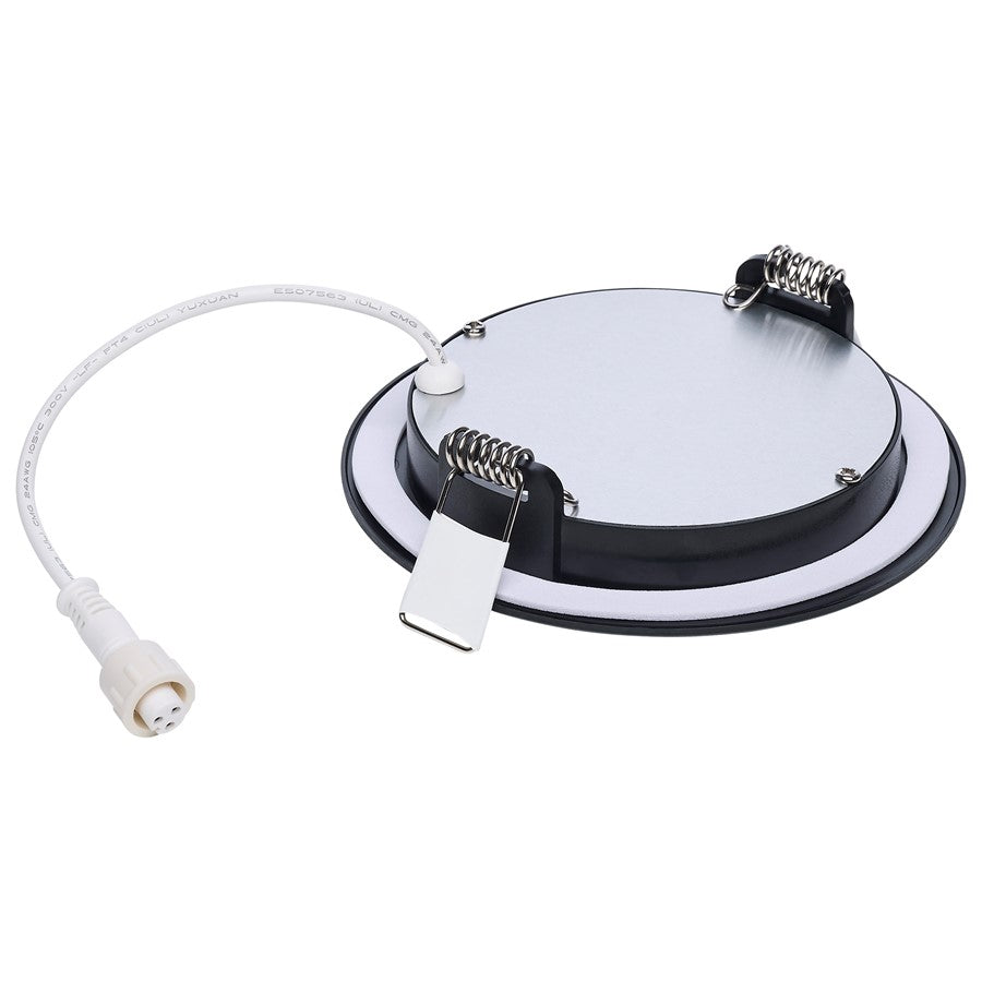 Nuvo Satco Performer Series 4in LED Downlight | Black Flat Face Wet Location | Shower & Bathroom Recessed Light | 8W 670lm 5-CCT Selectable | Model S11685