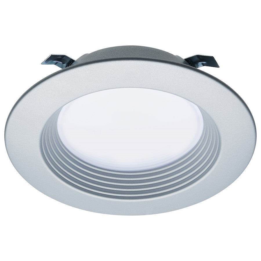 Nuvo Lighting Satco 4in LED Downlight Retrofit | Contemporary Brushed Nickel Trim | Kitchen & Bathroom Wet Location | 600lm CCT | Model S11833R1