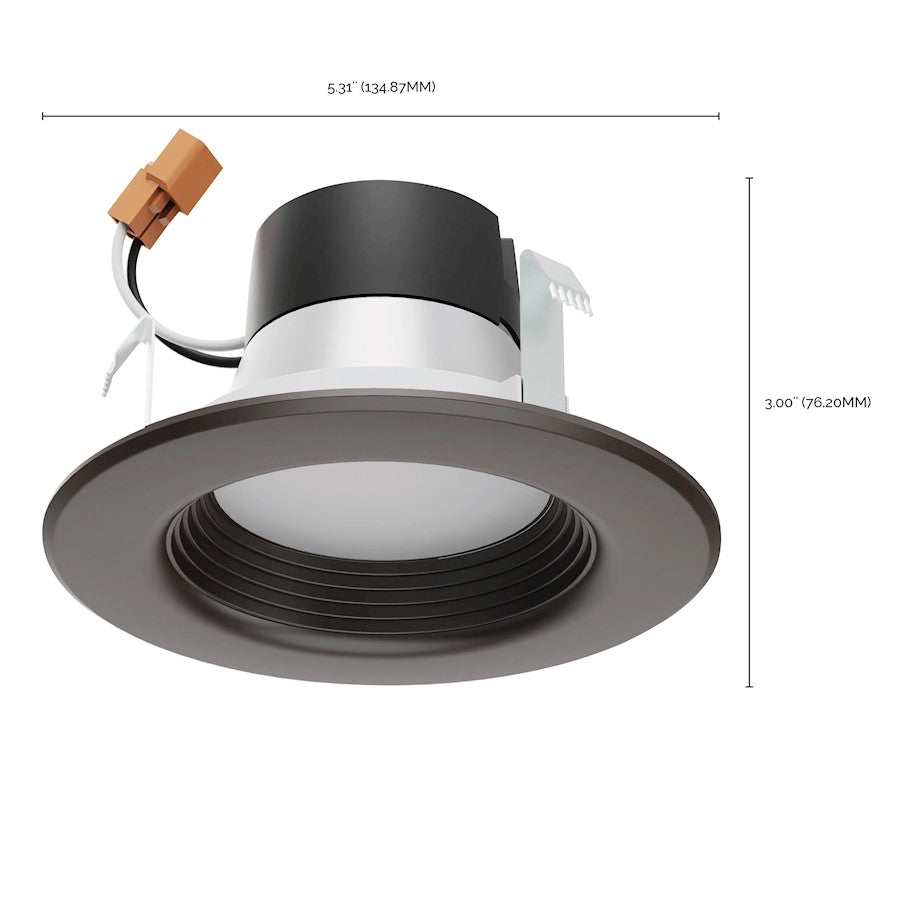 Nuvo Lighting 4in LED Downlight Retrofit | Utility Bronze Aluminum and Plastic Lens | Kitchen & Bathroom Recessed Light | 600 Lumens, CCT | Model S11834