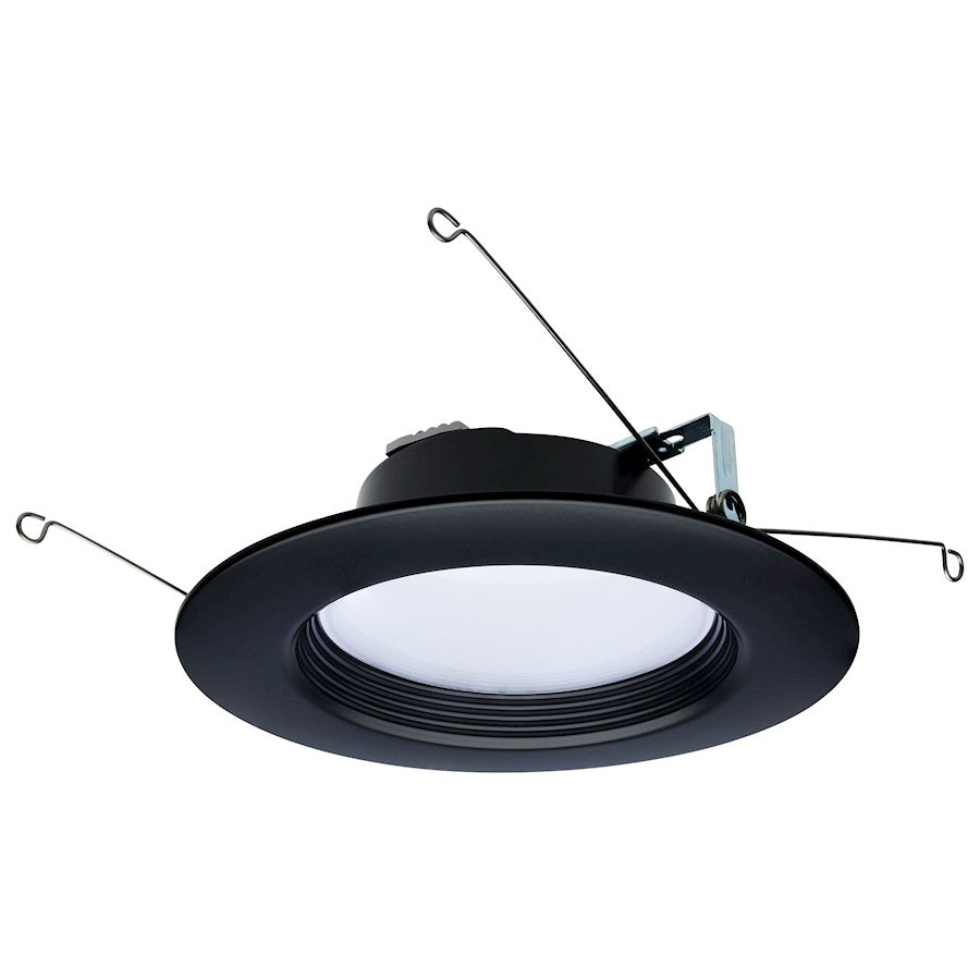 Nuvo Satco 9W LED Downlight Retrofit 5-6" CCT Selectable | Contemporary Black Trim with Stepped Baffle | Kitchen & Bathroom Recessed | Model S11835R1