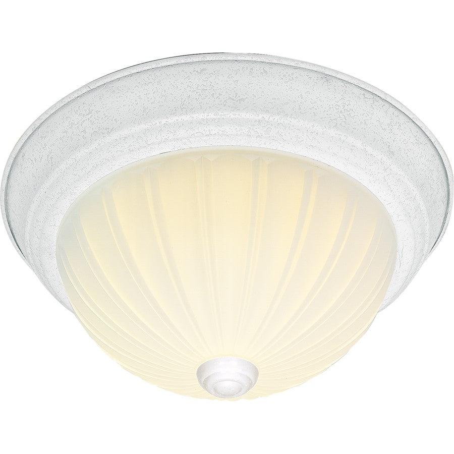 Nuvo SF76-125 11in 2-Light Flush Mount | Traditional Textured White and Frosted Melon Glass | Hallway & Bathroom | 11.25 x 11.25 x 5 in | Model SF76-125