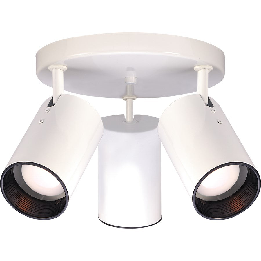 Nuvo Lighting SF76-416 14in 3-Light Flush Mount | Traditional White Aluminum Straight Cylinder | Hallway & Bathroom | 14 x 14 x 8.5 in | Model SF76-416