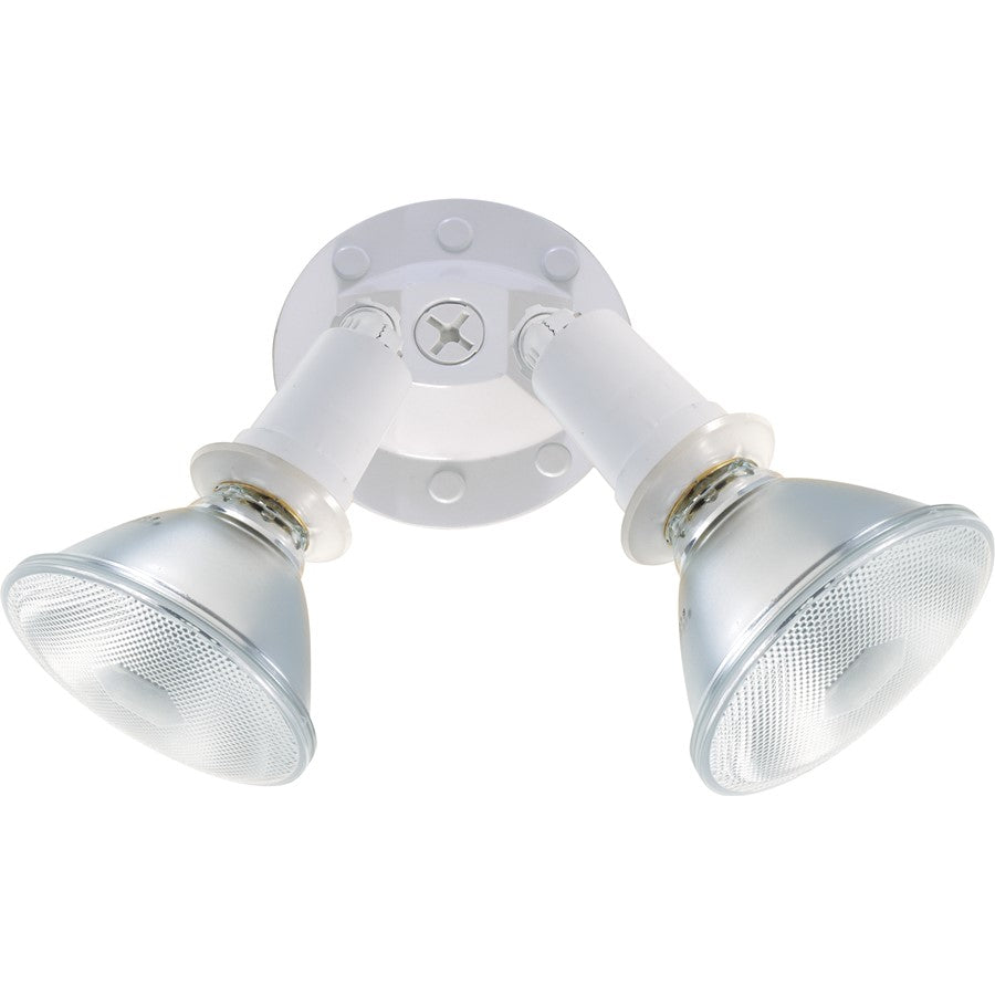 Nuvo SF76-522 2-Light 10in Flood Light | Traditional White Aluminum Adjustable Swivel | Outdoor Security & Landscape Lighting | 10 x 5 in | Model SF76-522