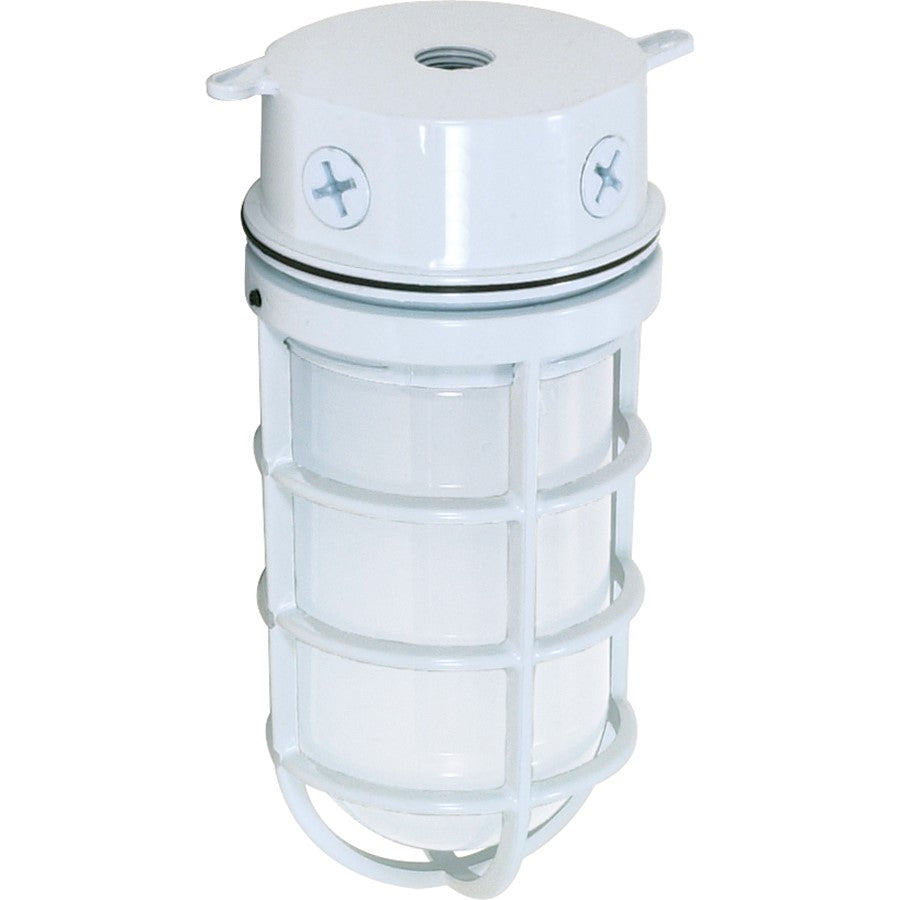 Nuvo SF76-616 1-Light 10in Industrial Surface Mount | White Steel and Frosted Glass | Covered Patio & Entryway | 10 x 10 x 4.25 in | Model SF76-616