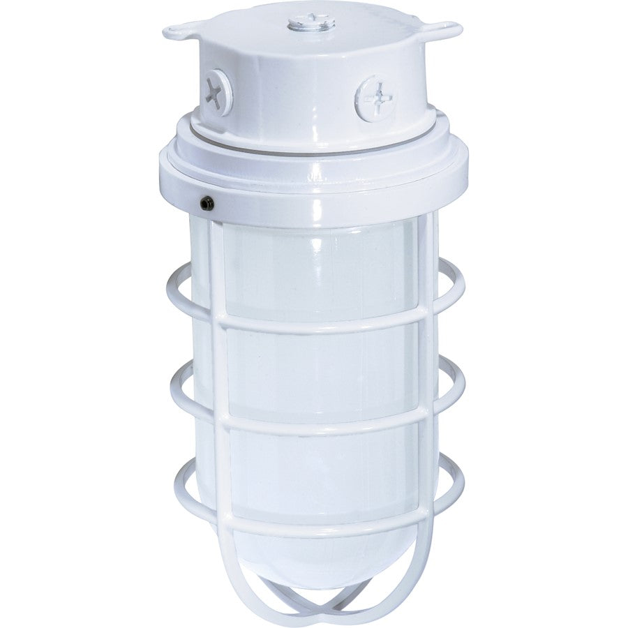 Nuvo SF76-618 11in 1-Light Outdoor Flush Mount | Industrial White and Frosted Glass | Covered Patio & Entryway | 11 x 5.5 in | Model SF76-618