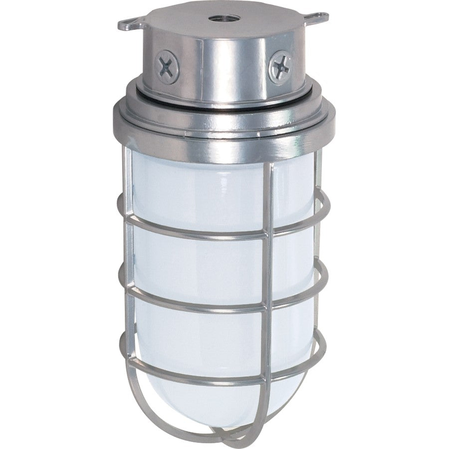 Nuvo SF76-626 11in 1-Light Outdoor Flush Mount | Industrial Metallic Silver and Frosted Glass | Covered Patio & Entryway | 11 x 11 x 5.5 | Model SF76-626