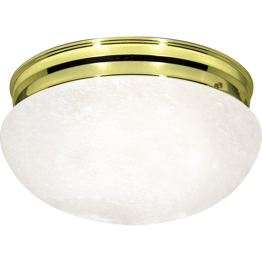Nuvo Lighting 2-Light Large Mushroom Flush Mount | Traditional Polished Brass and Alabaster Glass | Entryway & Hallway | 12 x 12 x 6 in | Model SF76-678